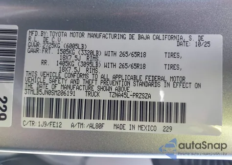 2025 Toyota Tacoma Trd Sport z USA, uszkodzony, nr VIN 3TMLB5JN0SM206191